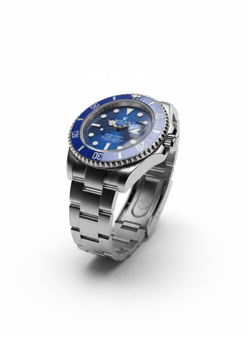Rolex Submariner Date Stainless Steel Watch with Blue Dial & Bezel - Image 4